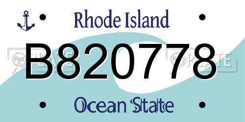 B820778 Rhode Island License Plate