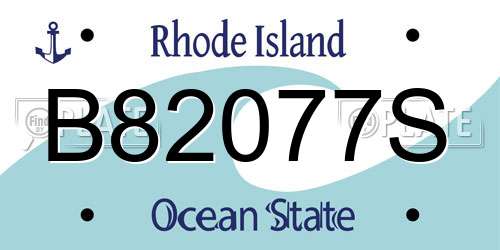B82077S Rhode Island License Plate