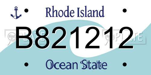 B821212 Rhode Island License Plate