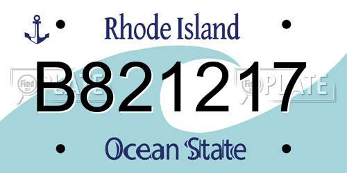 B821217 Rhode Island License Plate