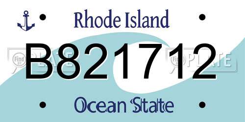B821712 Rhode Island License Plate