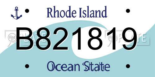 B821819 Rhode Island License Plate