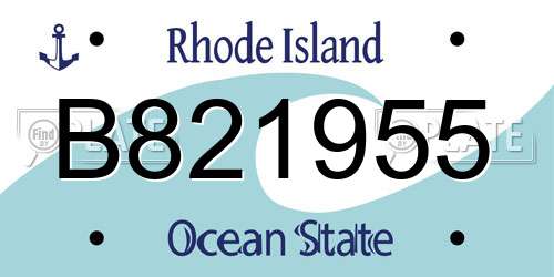 B821955 Rhode Island License Plate