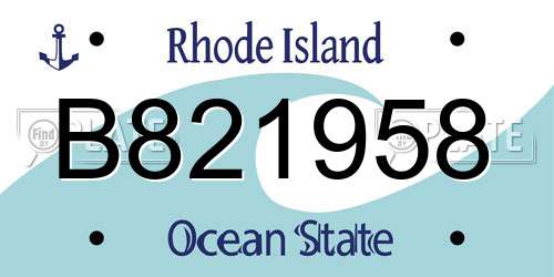 B821958 Rhode Island License Plate