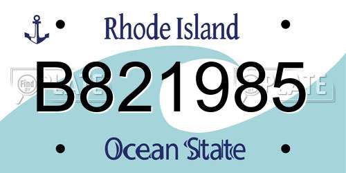 B821985 Rhode Island License Plate