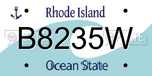 B8235W Rhode Island License Plate