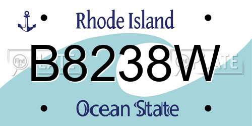 B8238W Rhode Island License Plate