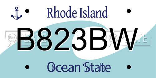 B823BW Rhode Island License Plate