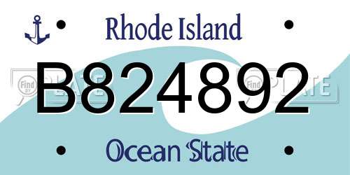 B824892 Rhode Island License Plate
