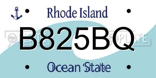 B825BQ Rhode Island License Plate