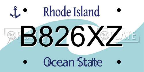 B826XZ Rhode Island License Plate