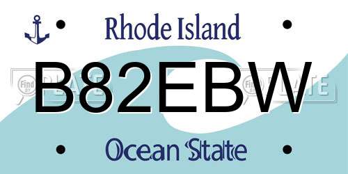 B82EBW Rhode Island License Plate
