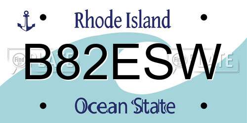 B82ESW Rhode Island License Plate