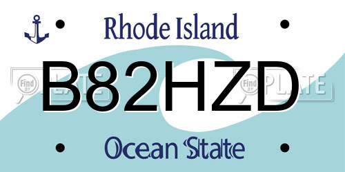 B82HZD Rhode Island License Plate