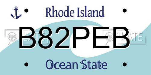 B82PEB Rhode Island License Plate
