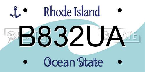 B832UA Rhode Island License Plate