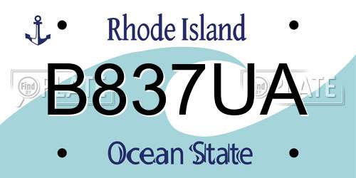 B837UA Rhode Island License Plate