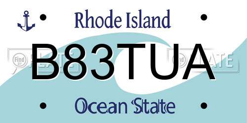 B83TUA Rhode Island License Plate
