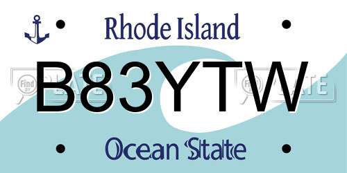 B83YTW Rhode Island License Plate