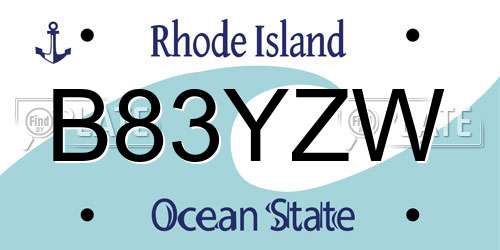 B83YZW Rhode Island License Plate