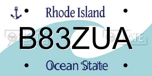B83ZUA Rhode Island License Plate