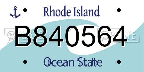 B840564 Rhode Island License Plate
