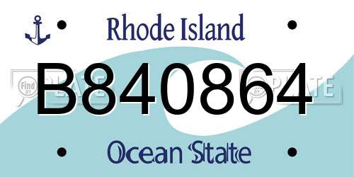 B840864 Rhode Island License Plate