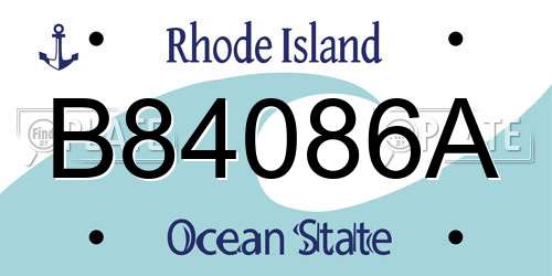 B84086A Rhode Island License Plate