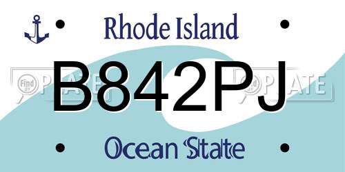 B842PJ Rhode Island License Plate