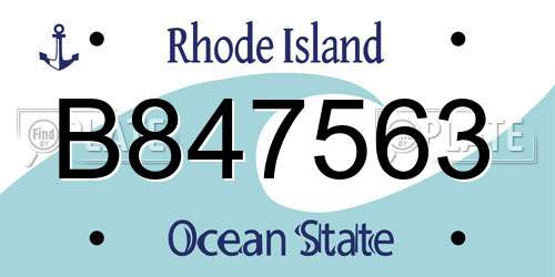 B847563 Rhode Island License Plate