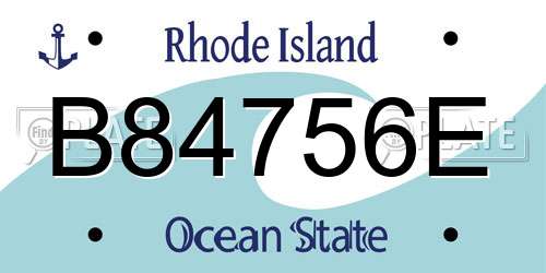 B84756E Rhode Island License Plate