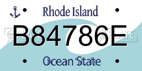 B84786E Rhode Island License Plate