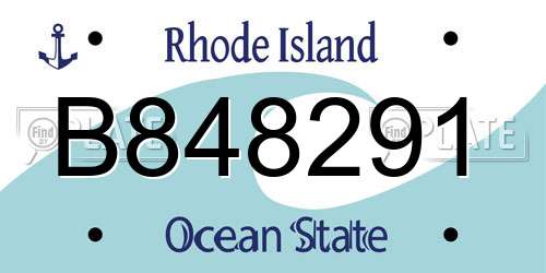 B848291 Rhode Island License Plate