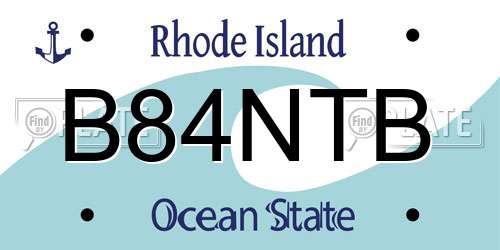 B84NTB Rhode Island License Plate