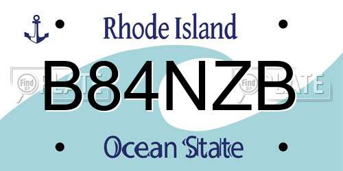 B84NZB Rhode Island License Plate