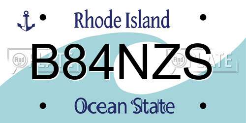 B84NZS Rhode Island License Plate