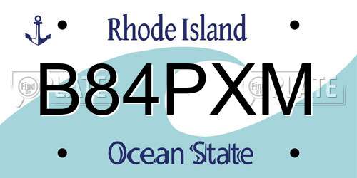 B84PXM Rhode Island License Plate