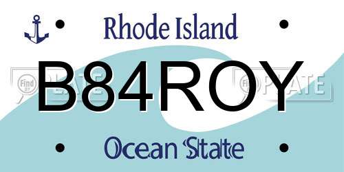 B84ROY Rhode Island License Plate