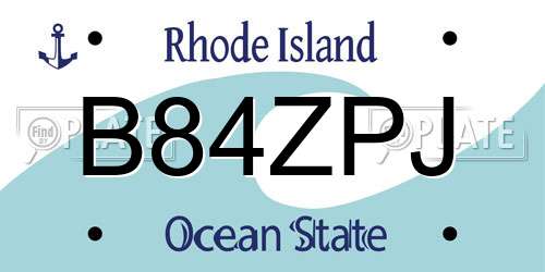 B84ZPJ Rhode Island License Plate