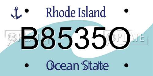 B8535O Rhode Island License Plate