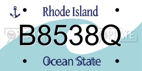 B8538Q Rhode Island License Plate