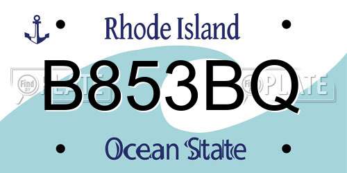 B853BQ Rhode Island License Plate