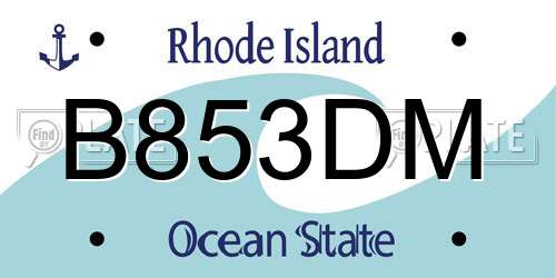 B853DM Rhode Island License Plate