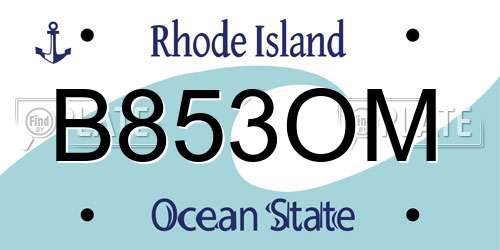B853OM Rhode Island License Plate