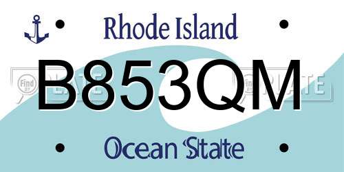 B853QM Rhode Island License Plate