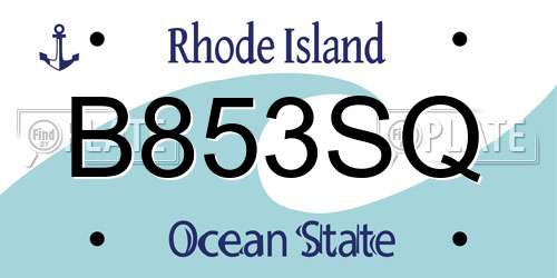 B853SQ Rhode Island License Plate