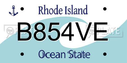 B854VE Rhode Island License Plate