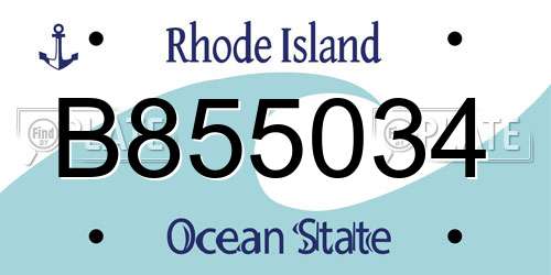 B855034 Rhode Island License Plate