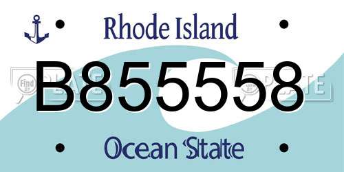 B855558 Rhode Island License Plate