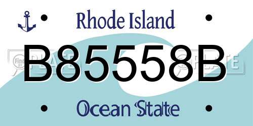 B85558B Rhode Island License Plate